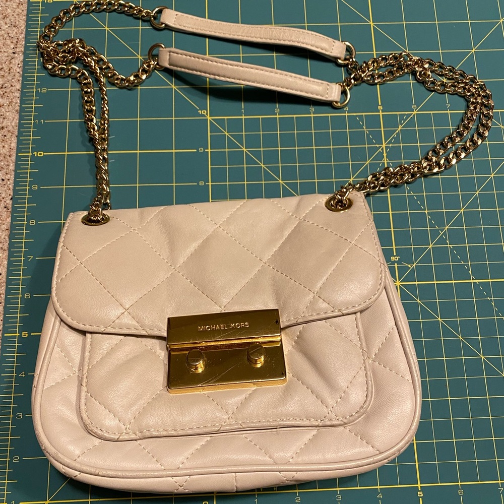 Michael Kors Cream Leather Quilted Shoulder Bag